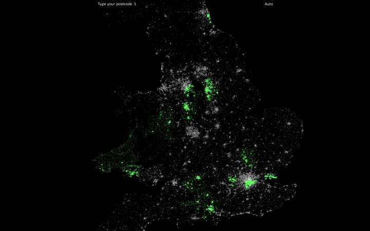 Interactive postcodes using Processing