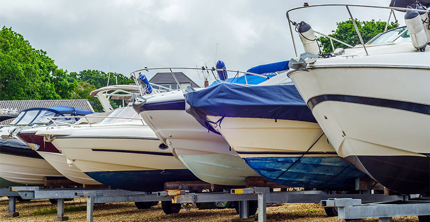 Boats stored ashore