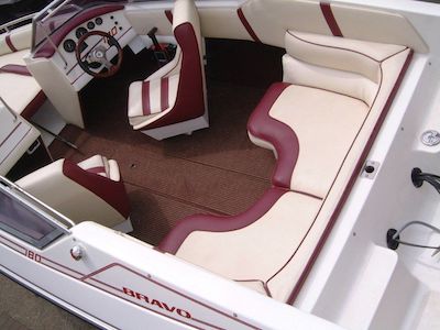 Speedboat with carpeted interior